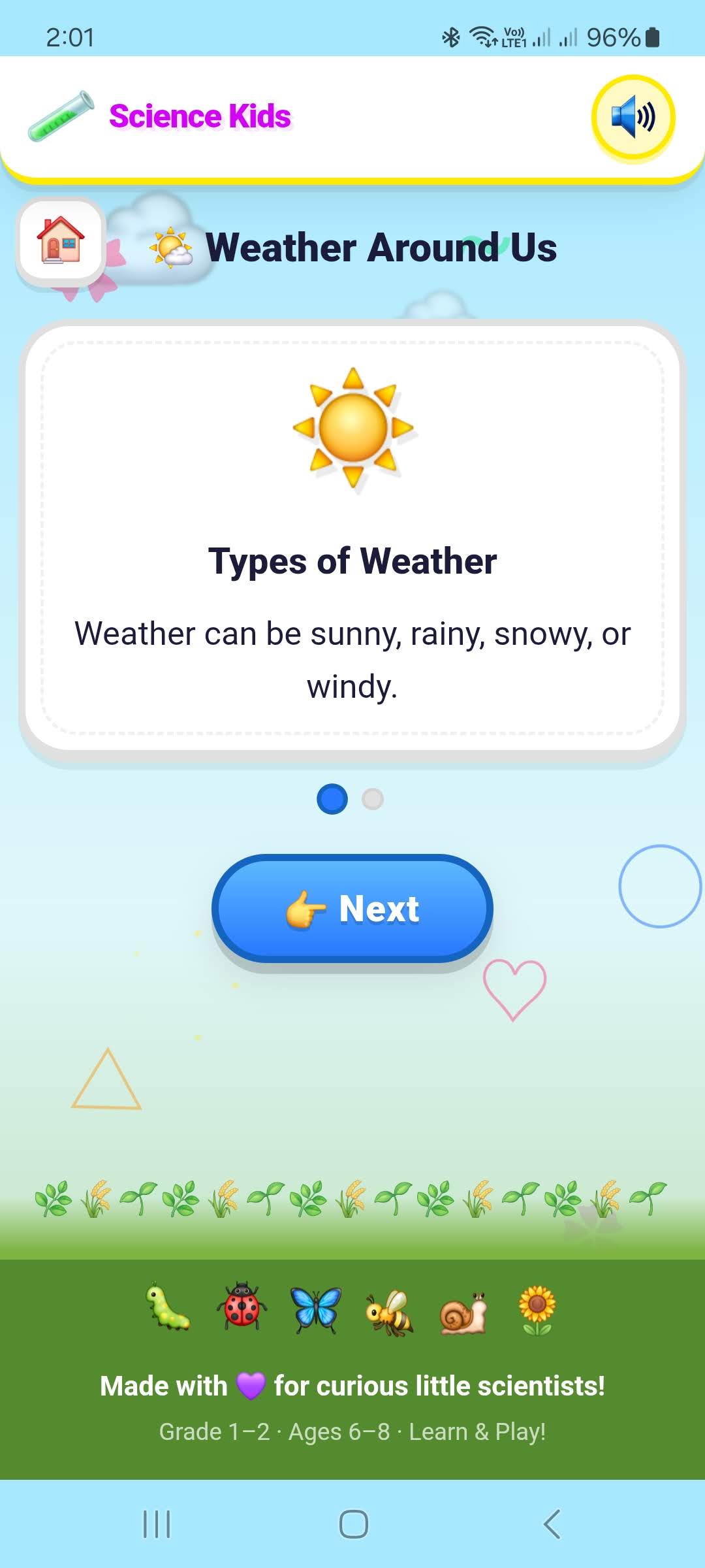 Science Kids topic select